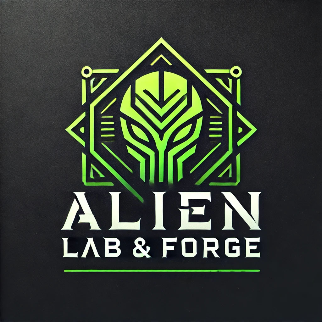 Logo Alien Lab & Forge – nowoczesna pracownia IT i elektroniki